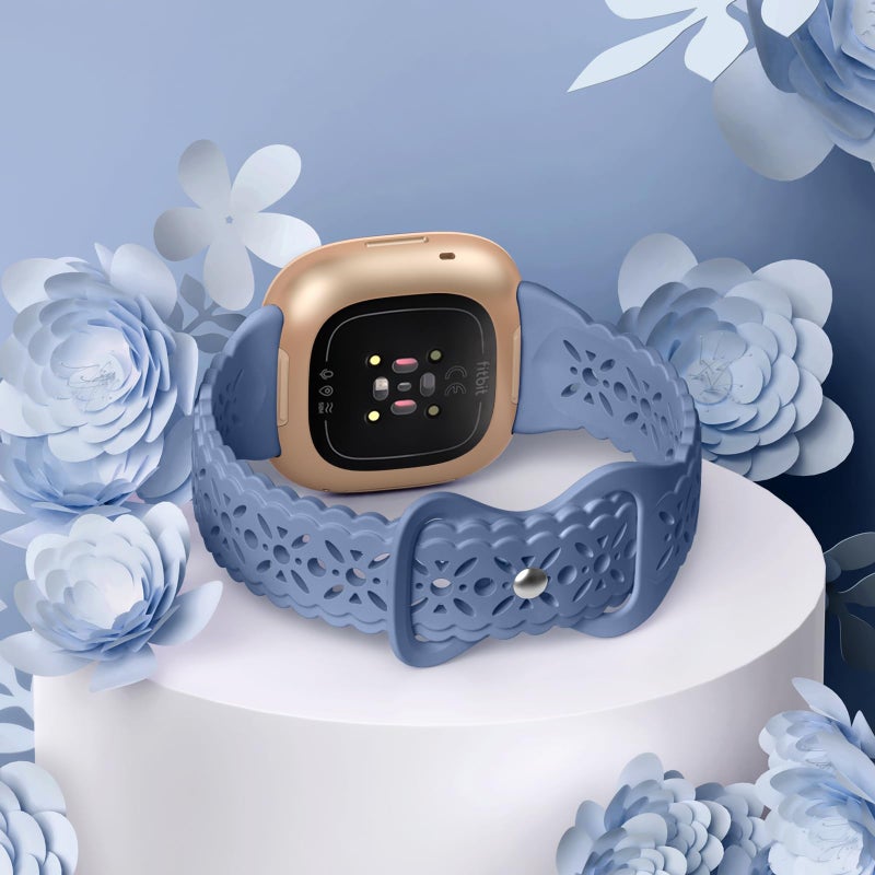 Dirrelo Band Compatible with Fitbit Versa 3 Bands/Versa 4 Bands/Sense Bands and Sense 2 Bands, Slim Hollow-out Lace Silicone Sport Replacement Wristbands Accessories for Sense/Sense 2/ Versa 3 4 Watch - Image 2