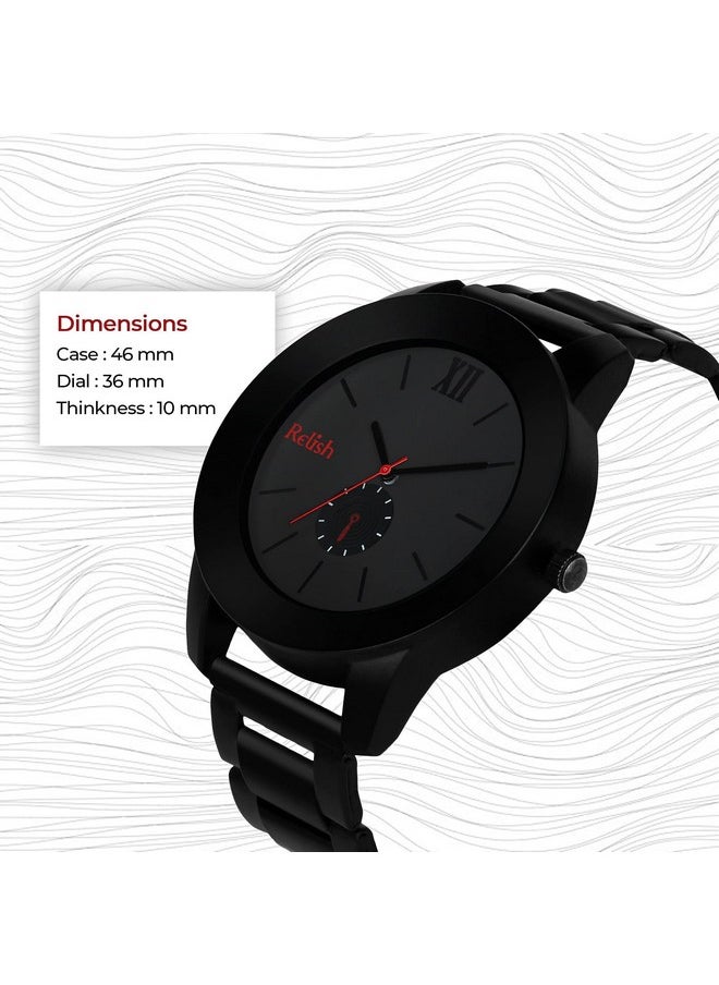 Relish - Relish Rubber Analogue Men's Watch(Black Dial Black Colored Strap) - Image 1