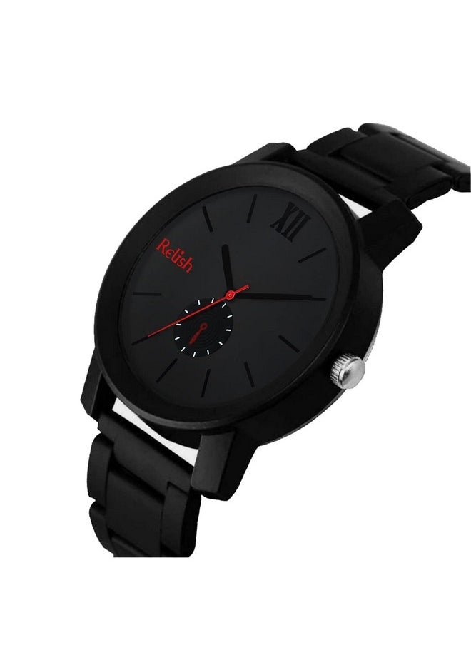 Relish - Relish Rubber Analogue Men's Watch(Black Dial Black Colored Strap) - Image 1