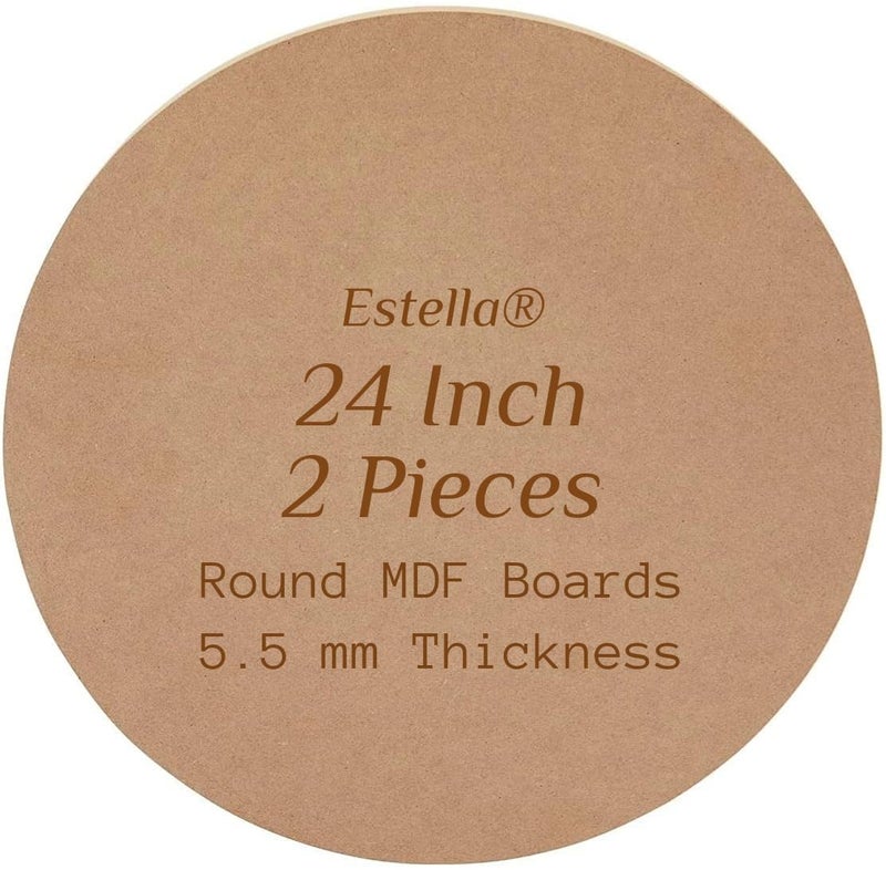 Estella 24 Inch 2 Pieces MDF Board Round Wood Boards MDF Board for Lippan Art Craft Resin Mandala Painting Wall Hanging Clock Making Decoration 24 inch 55 mm Thick 2 Pieces - Image 1