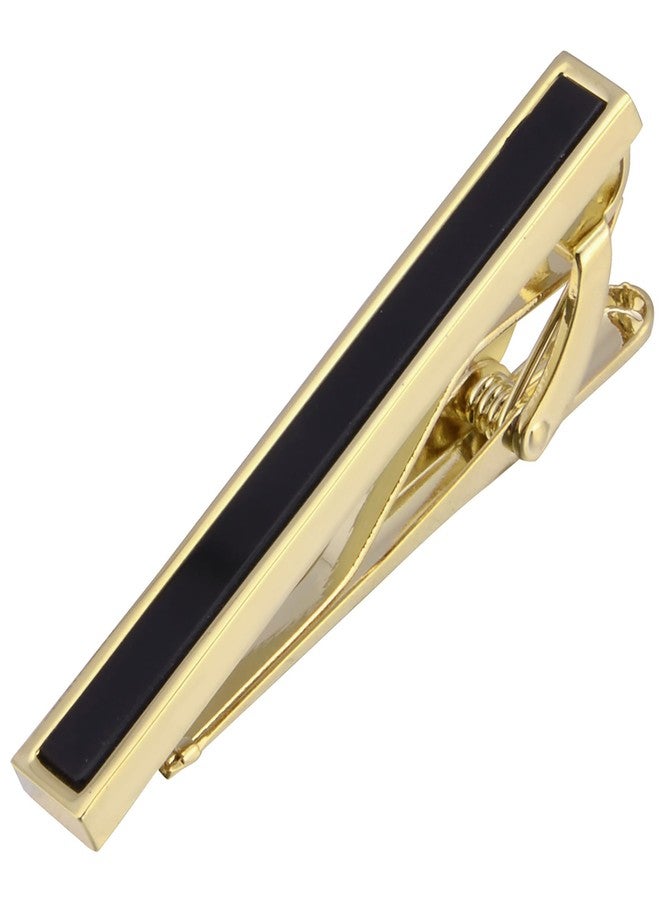 Jonwo Black Agate Round Men Cufflinks and Tie Clip Set Silver / 14K Gold Plated Tie Pin Cufflinks for Men Jewelry Wedding Party Business Birthday Anniversary Dress (Golden Set) - Image 5