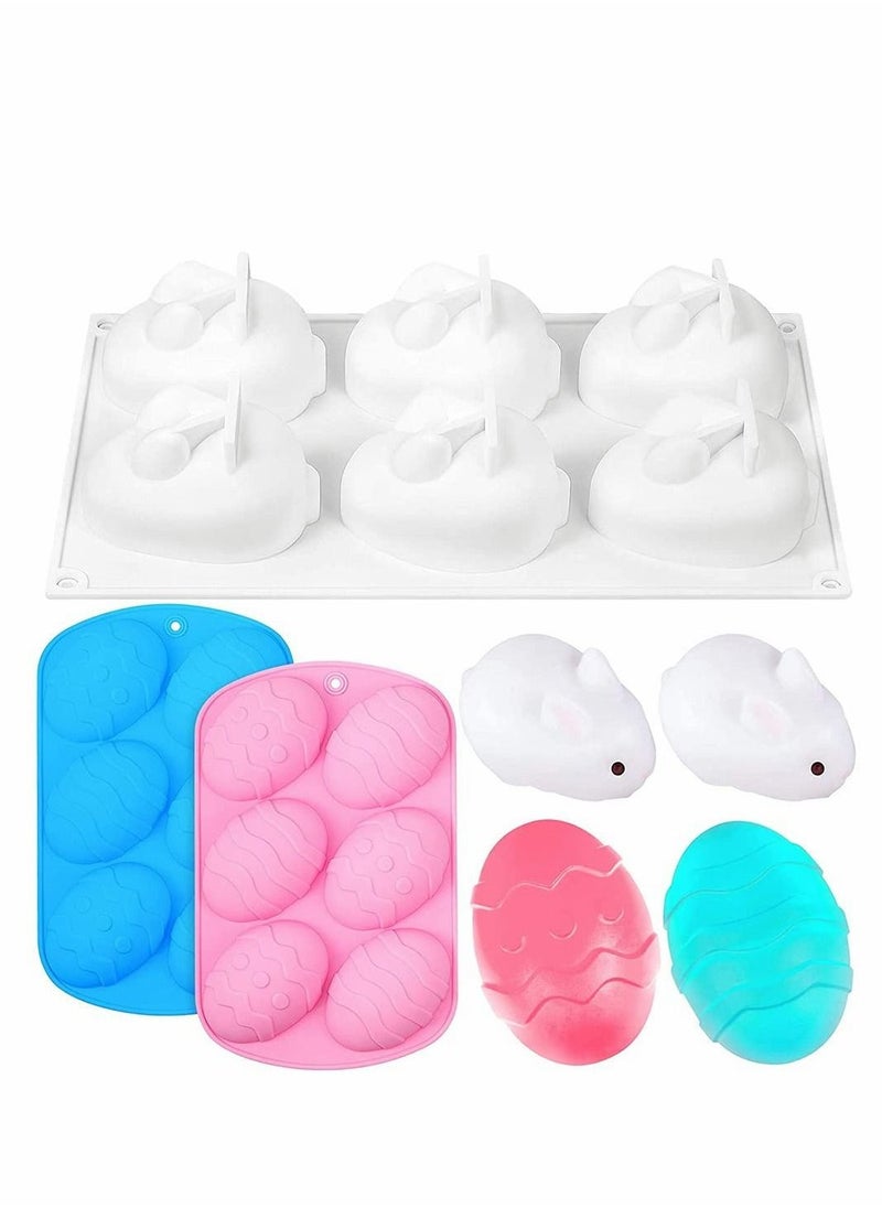 Y&D - 3 Pieces Egg Shape and Bunny Cake Baking Mold, 3D Chocolate Silicone DIY Candy Mold for Handmade Soap Pastry Gummy Mousse French Dessert Decoration - Image 1