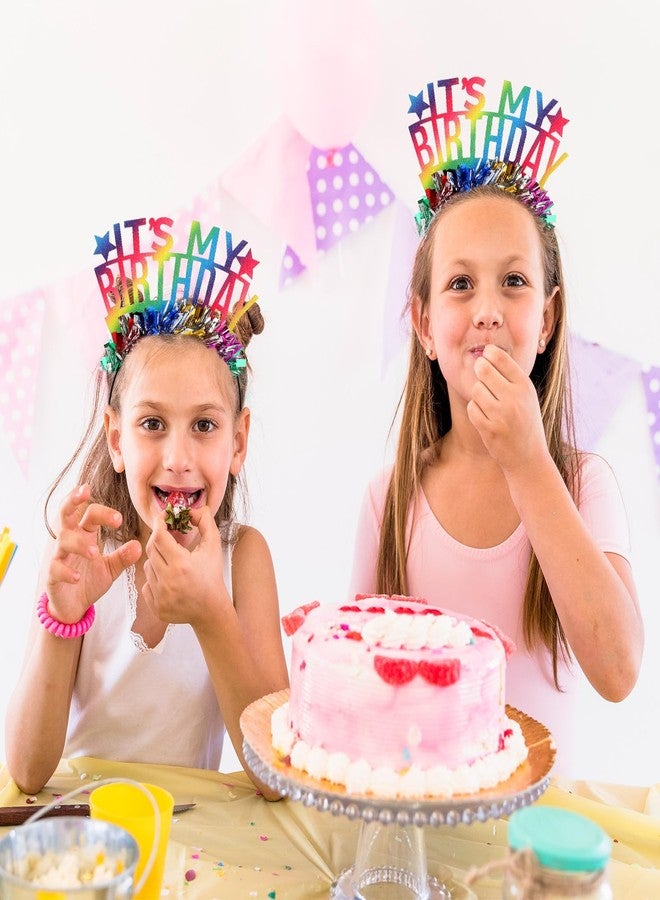 Hariendny طوق رأس هارييندني للبنات بمناسبة عيد ميلادهن، مزين بأحجار قوس قزح براقة، تاج عيد ميلاد للنساء والفتيات، 21 سم × 13 سم، يُغسل يدويًا فقط - Image 4