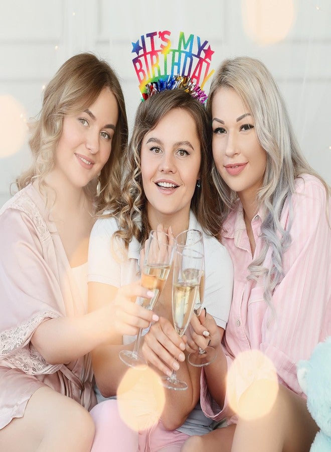 Hariendny طوق رأس هارييندني للبنات بمناسبة عيد ميلادهن، مزين بأحجار قوس قزح براقة، تاج عيد ميلاد للنساء والفتيات، 21 سم × 13 سم، يُغسل يدويًا فقط - Image 5