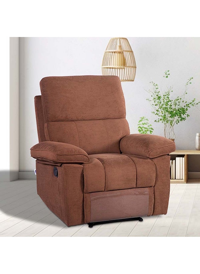 DANUBE HOME Mendoza 1 Seater Fabric Recliner Relaxing Chair Modern Design One Seat Sofas Comfortable Living Room Furniture L 94 x W 95 x H 103 cm Brown  - Image 1