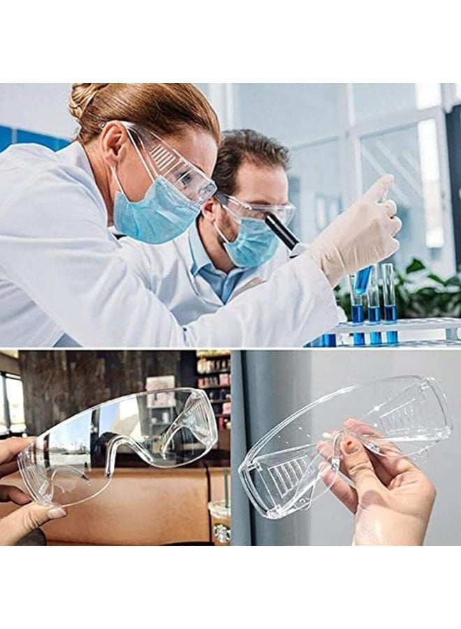Arabest نظارات أمان مضادة للضباب، 3 قطع نظارات أمان فوق النظارات، مقاومة للغبار، مقاومة للخدش، مقاومة للرذاذ، عدسة كيميائية شفافة ملفوفة حولها، حماية للعين، للممرضات والمهندسين المعماريين وما إلى ذلك  - Image 4