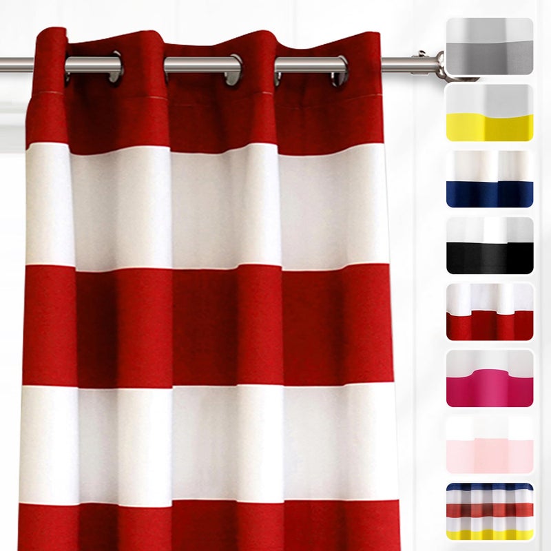 DriftAway Red Striped Room Darkening Curtains Patriotic Horizontal Stripe Classic Grommet Drapes for Bedroom Living Room Thermal Insulated Panels for Holidays July 4th Labor Day Thanksgiving Christmas - Image 2