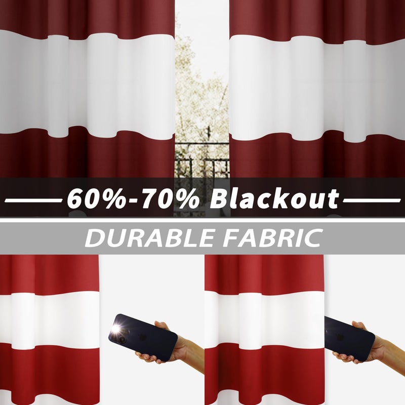 DriftAway Red Striped Room Darkening Curtains Patriotic Horizontal Stripe Classic Grommet Drapes for Bedroom Living Room Thermal Insulated Panels for Holidays July 4th Labor Day Thanksgiving Christmas - Image 3