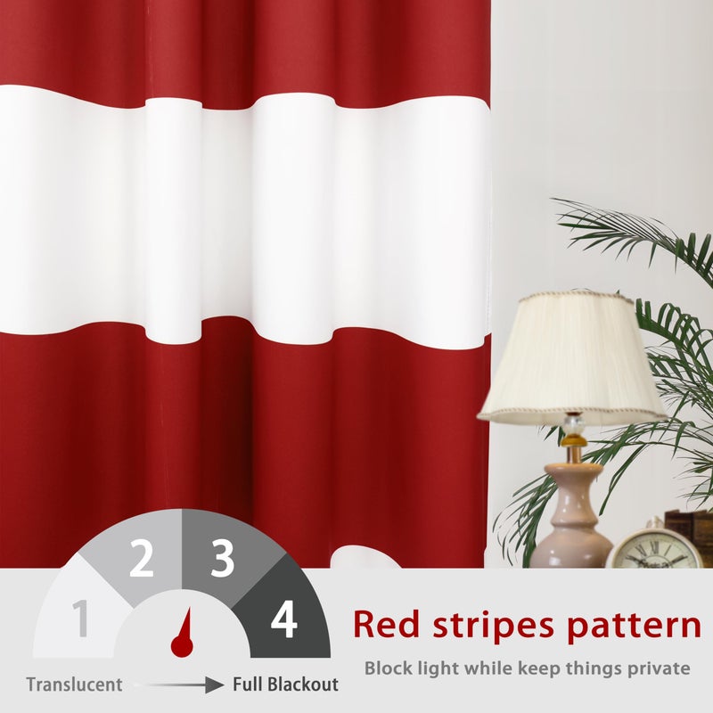 DriftAway Red Striped Room Darkening Curtains Patriotic Horizontal Stripe Classic Grommet Drapes for Bedroom Living Room Thermal Insulated Panels for Holidays July 4th Labor Day Thanksgiving Christmas - Image 4