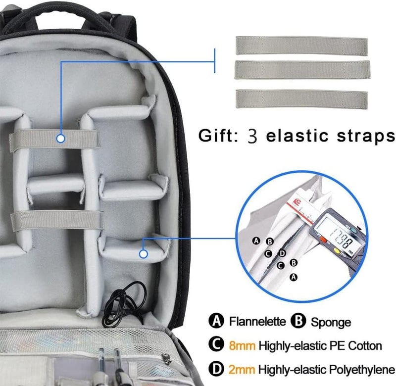 eWINNER Professional DSLR Camera Backpack with USB Charging Port and Rain Cover - Waterproof Photography Bag for Men and Women - Image 4
