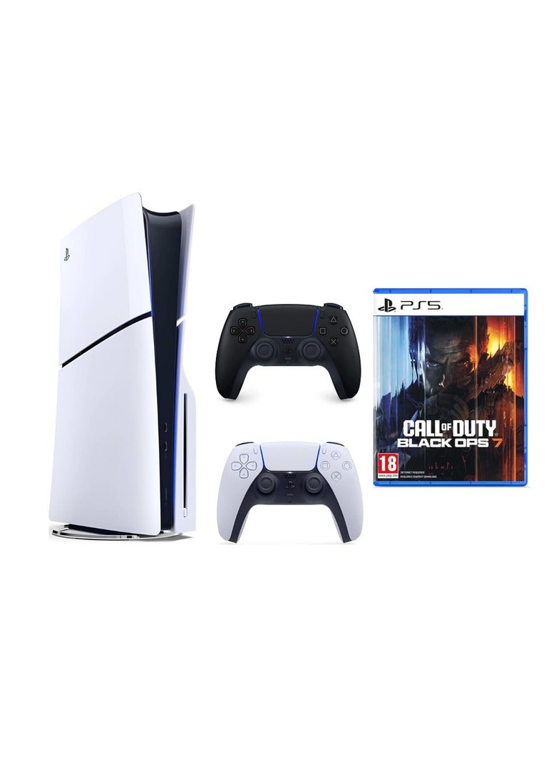 PlayStation 5 Slim Disc Console with extra Black controller (International) + PS5 Call of Duty: Black Ops 7 Bundle