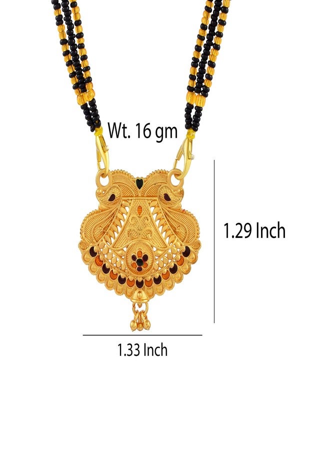 DULCI Gold Plated Traditional Mangalsutra Pendant for Women with Floral Design - Image 2