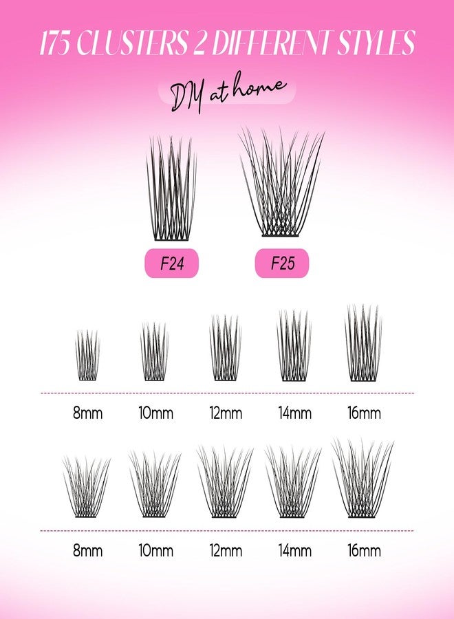 FADLASH Lash Clusters DIY Eyelash Extensions 175 Clusters Lashes D Curl 0.07 Natural Individual Lash Extensions Mixed Tray False Eyelashes Soft & Strong Thin Band DIY at Home (F24+F25-0.07D, 8-16mm) - Image 4