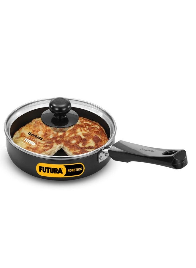 Hawkins Futura 16 cm Frying Pan, Non Stick Fry Pan with Glass Lid, Induction Omelette Pan, Small Frying Pan, Black (INF16G) - Image 1