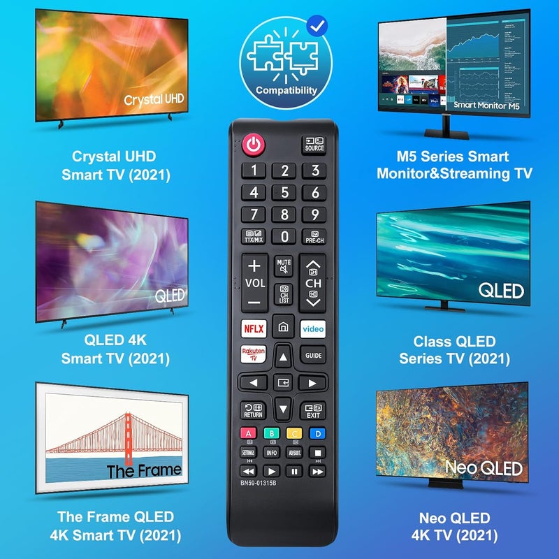 LOUTOC BN59-01315B-for-Samsung-Smart-TV-Remote-Control, Universal Replacement for Samsung 4K UHD HDR Crystal QLED UE Series Quantum TVs - Image 2