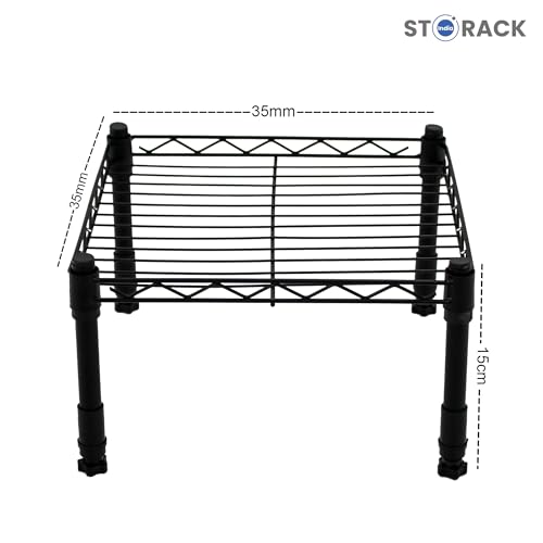 STORACK Metal Wire Shelf, Single Layer Storage Rack | Plant/Pot Stand for Garden | Plant Stand for Indoor Black (Small Pack of 1) Floor Mount Free Standing Shelf - Image 3