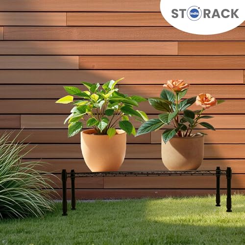 STORACK Metal Wire Shelf, Single Layer Storage Rack | Plant/Pot Stand for Garden | Plant Stand for Indoor Black (Small Pack of 1) Floor Mount Free Standing Shelf - Image 5
