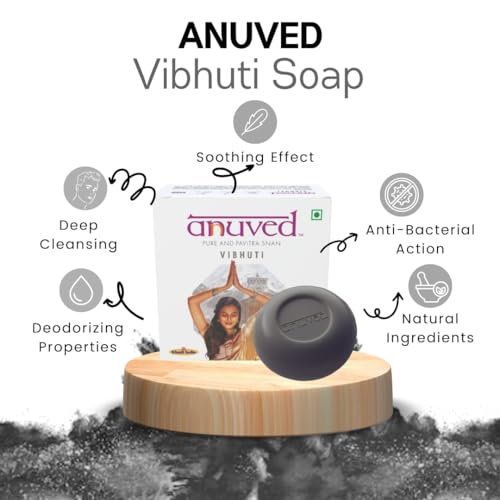 Anuved Vibhuti Soap | Pack Of 3 | 125g Each | Herbal Scrub for Face and Body infused with ashes of sacred Herbs | Enriched with Rishikesh Gangajal | Tan removal Soap for Men and Women - Image 4