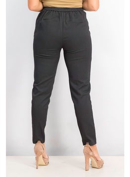 Y.A.S Women Regular Fit Plain Pants, Dark Grey Melange  - Image 4
