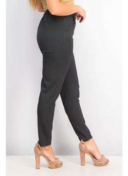 Y.A.S Women Regular Fit Plain Pants, Dark Grey Melange  - Image 3