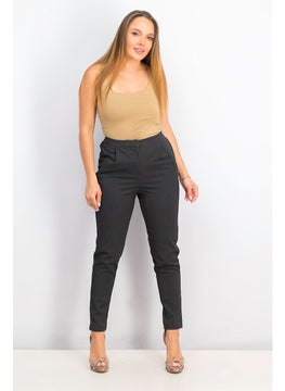 Y.A.S Women Regular Fit Plain Pants, Dark Grey Melange  - Image 2