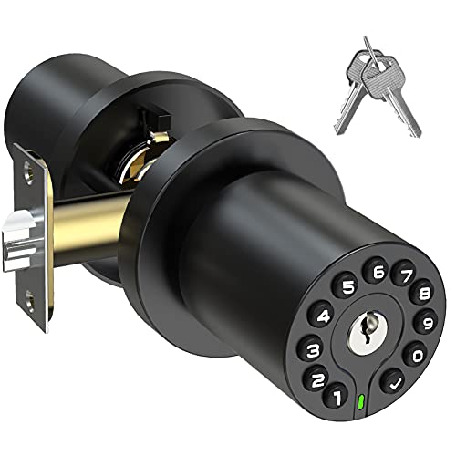 BOTHSTAR Keypad Door Knob with Key,Keyless Entry Door Lock, Code Locks Door Knob, Auto Lock,50 User Code,Easy to Install,for Home,Office,Hotel,Bedroom,Garage,No Deadbolt, Matte Black Finish - Image 1