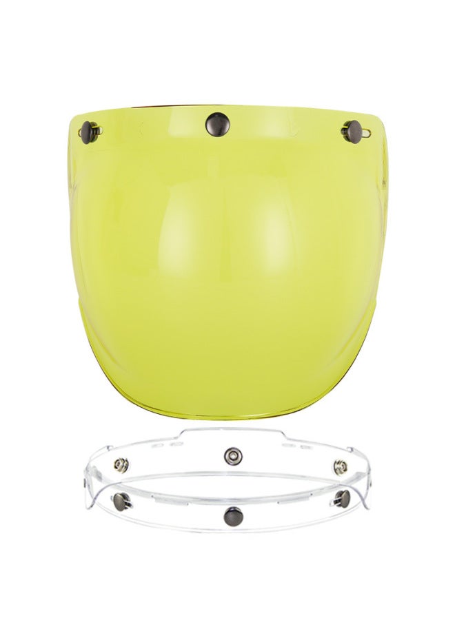 Yellow Transparent Bracket Hot Motorcycle Helmet Lens Bubble Mirror Half Helmet Retro Helmet Flying Helmet Three-button Lens With Frame Set