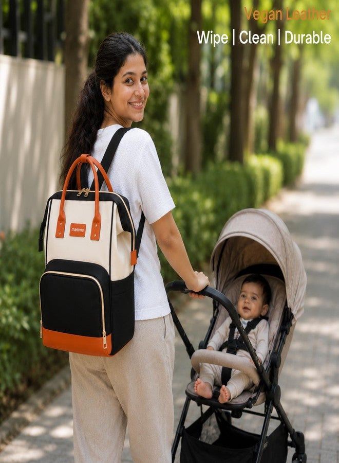 MAMMA Vegan Leather Diaper Bag for Mothers for Travel, Baby Bag for Mother Travel, Diaper Bag for Baby, 12 Pockets Waterproof Diaper Bags for Mom, Hospital Bag for Delivery Women | 9 Months Warranty - Image 1