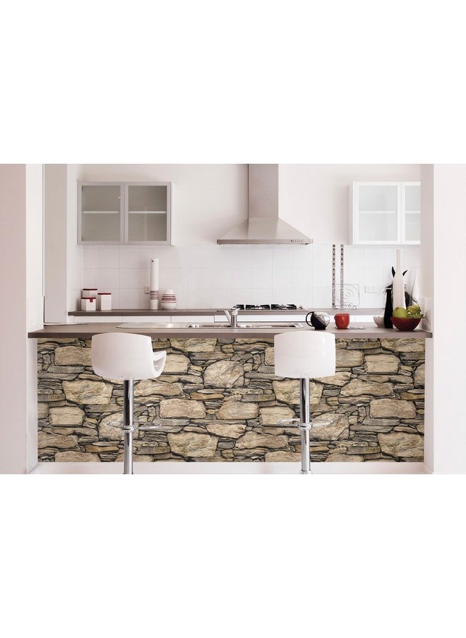 NuWallpaper Nu2065 Hadrian Stone Wall Peel & Stick Wallpaper Brown  - Image 2