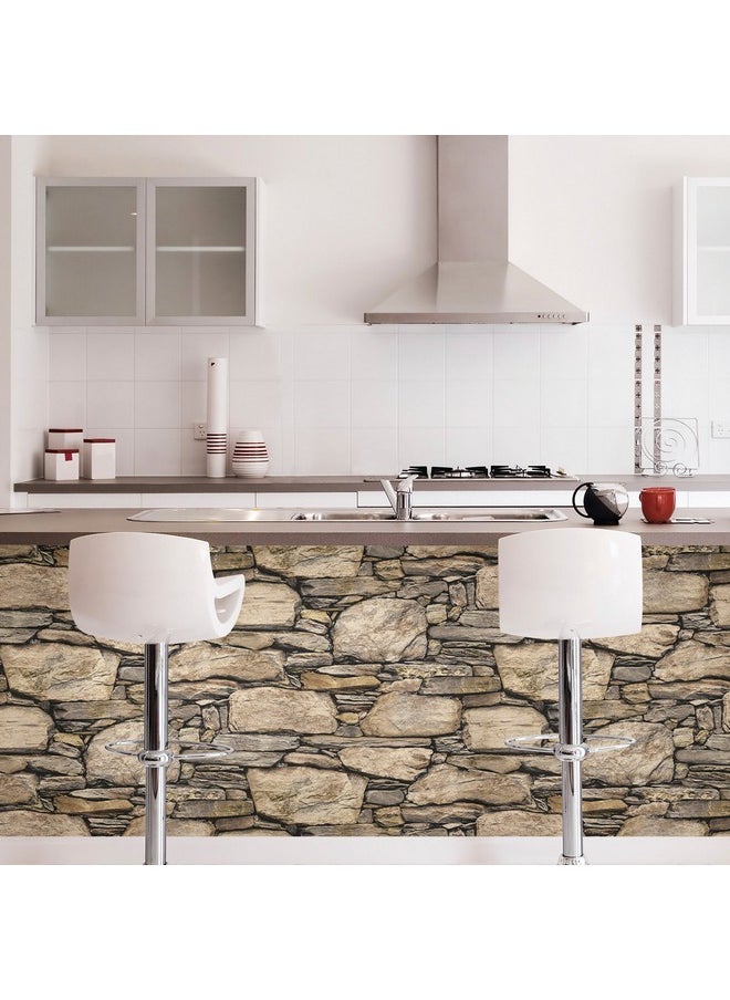 NuWallpaper Nu2065 Hadrian Stone Wall Peel & Stick Wallpaper Brown  - Image 3