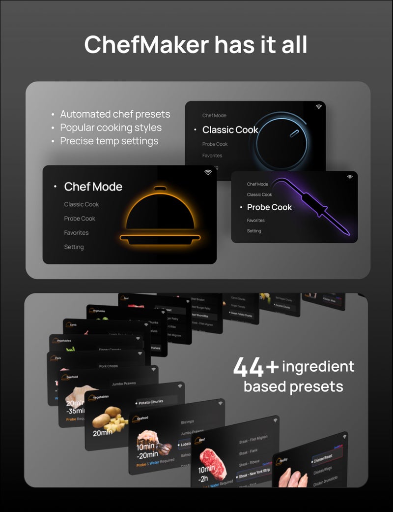 Dreo ChefMaker Combi Fryer, Cook like a pro with just the press of a button, Smart Air Fryer Cooker with Cook probe, Water Atomizer, 3 professional cooking modes, 6 QT - Image 5