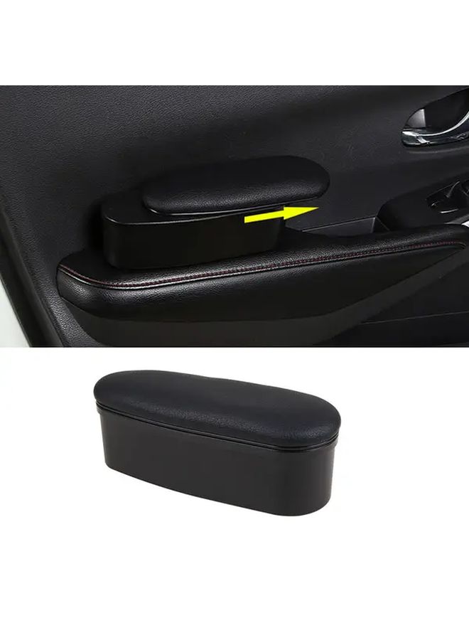 Black Ergonomic Car Left Elbow Support Door Storage Box Height Adjustable PVC - Image 1