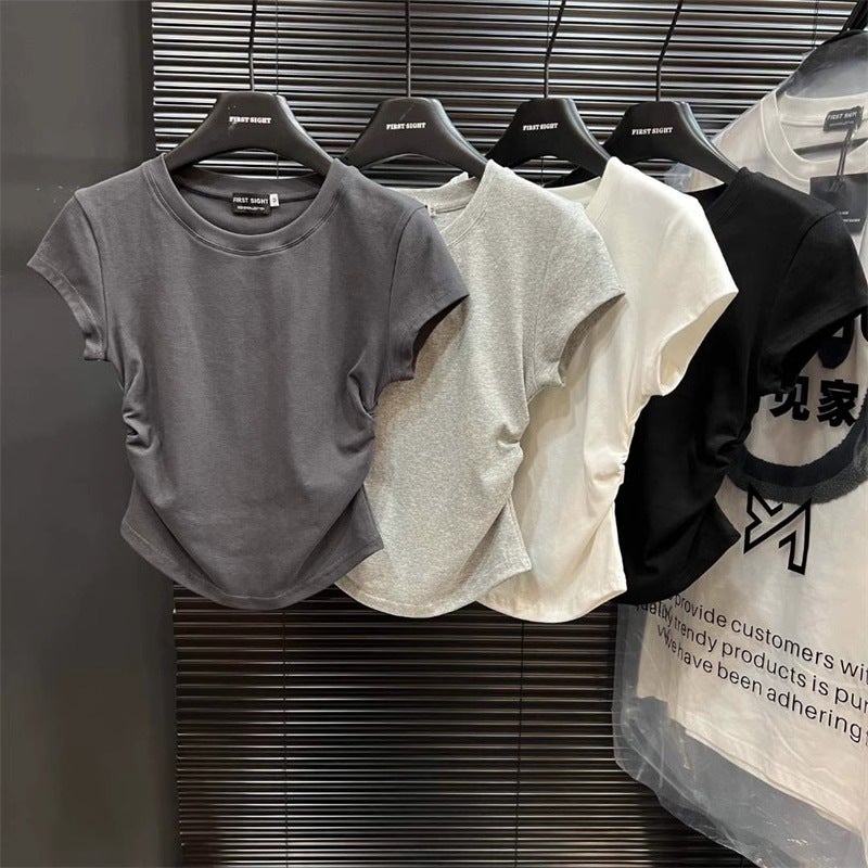 619 American Style Girl Tight Waist Short Sleeve T-Shirt - Image 4