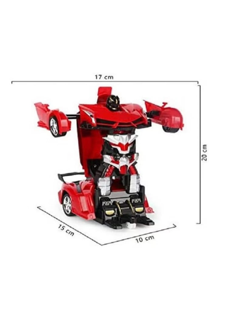 2 In 1 Transformer Deformation Robot Lamborghini Car - Remote Control With Lights & Music (Red)  - Image 2