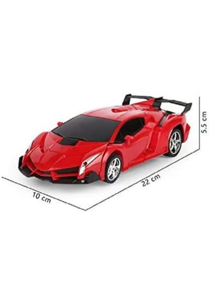 2 In 1 Transformer Deformation Robot Lamborghini Car - Remote Control With Lights & Music (Red)  - Image 3