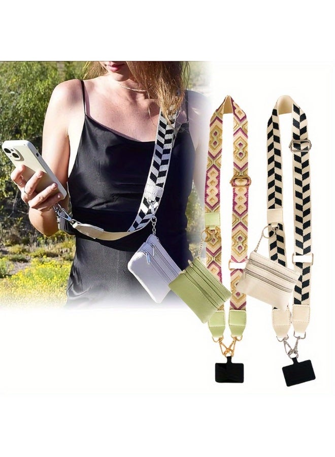 Adjustable Crossbody Phone Strap with Wallet - Detachable Phone Lanyard with Zipper Pouch, Stylish Shoulder Phone Chain Strap for Women - Image 1