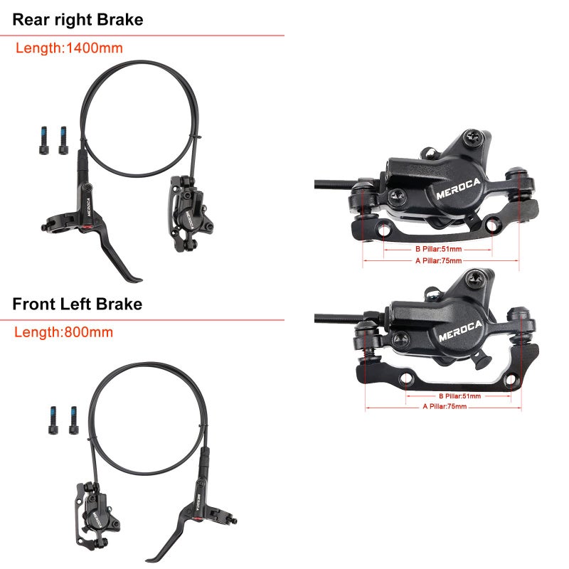 DIYARTS DIYARTS Hydraulic Disc Brake Set, Aluminium Alloy Front and Rear Caliper for MTB Brake Hydraulic Bilateral Brake  - Image 2