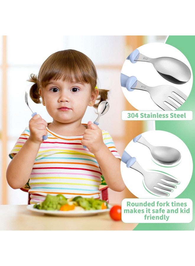 Patelai 9 Pieces Toddler Utensils Stainless Steel Fork and Spoon Safe Baby Silverware Set, Kid Safe Utensils Children's Flatware Kids Cutlery Set with Round Handle for LunchBox (Blue, Green, Pink)  - Image 4