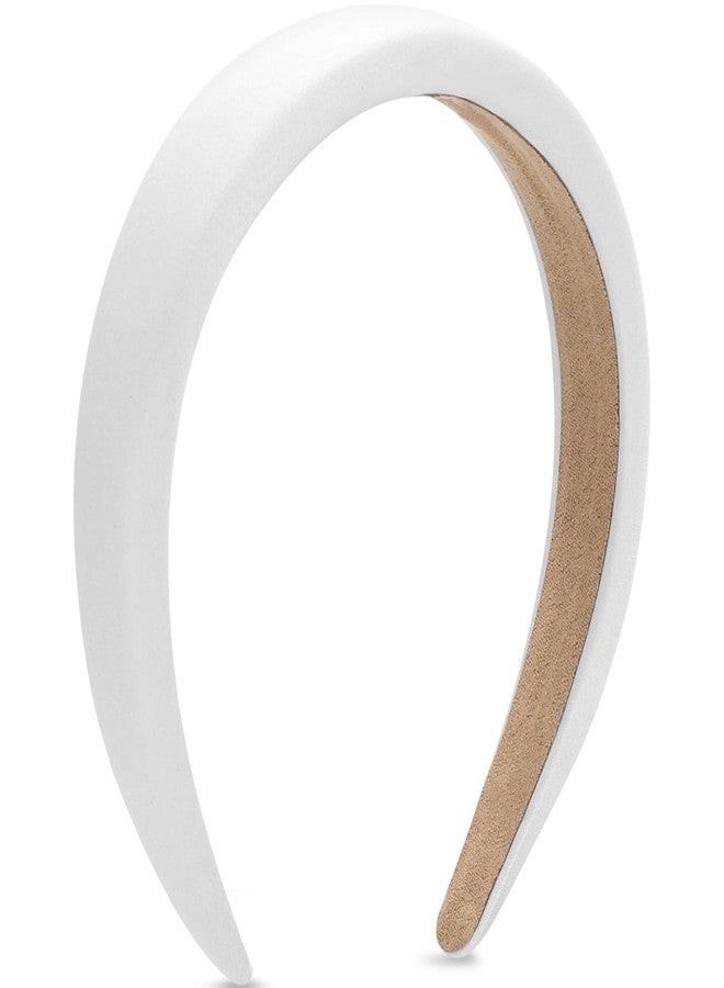 WantGor Padded Headband for Women, Wide Sponge HeadBands Plain Solid Hair Band Hoops Vintage Yoga Head Bands Fashion Elastic Hairband Accessories (White) - Image 1