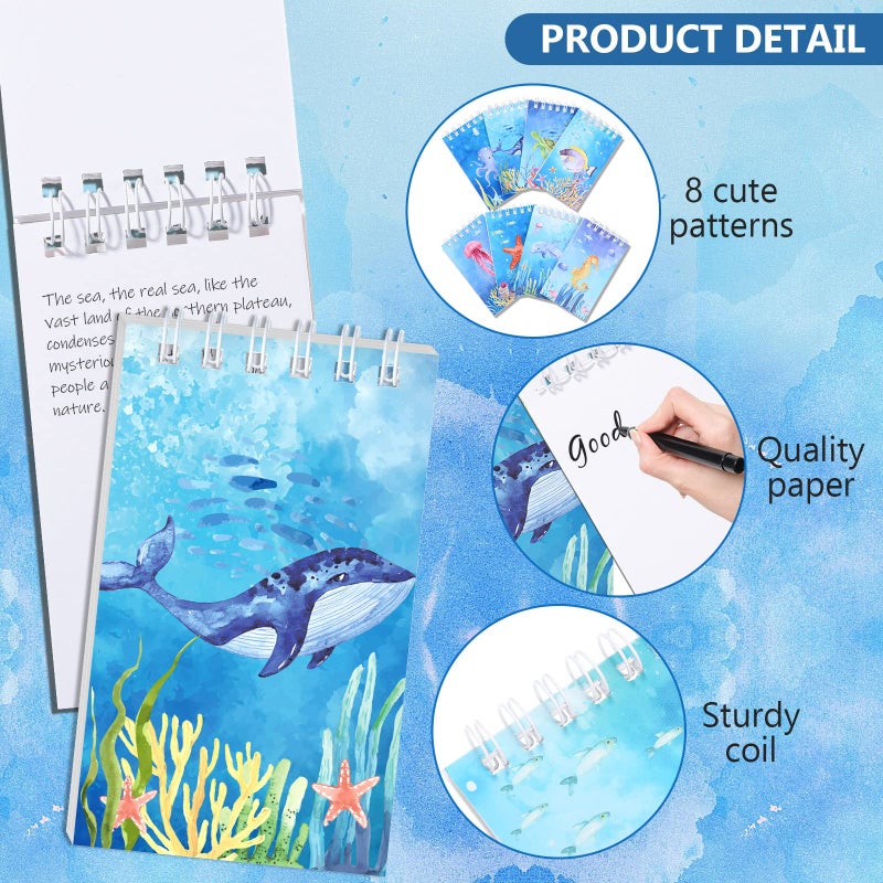 Nezyo 24 Pcs Mini Ocean Animals Notebooks Under the Sea Party Favor Set Sea Animal Pocket Notepads Underwater World Memo Books for Kids Classroom Rewards Birthday Party Gifts Favor - Image 3