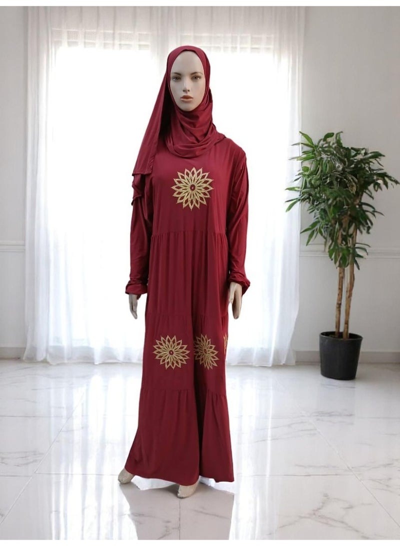 Prayer Outfit in Butter-Soft Fabric with Elegant Gold Embroidery  - Image 1