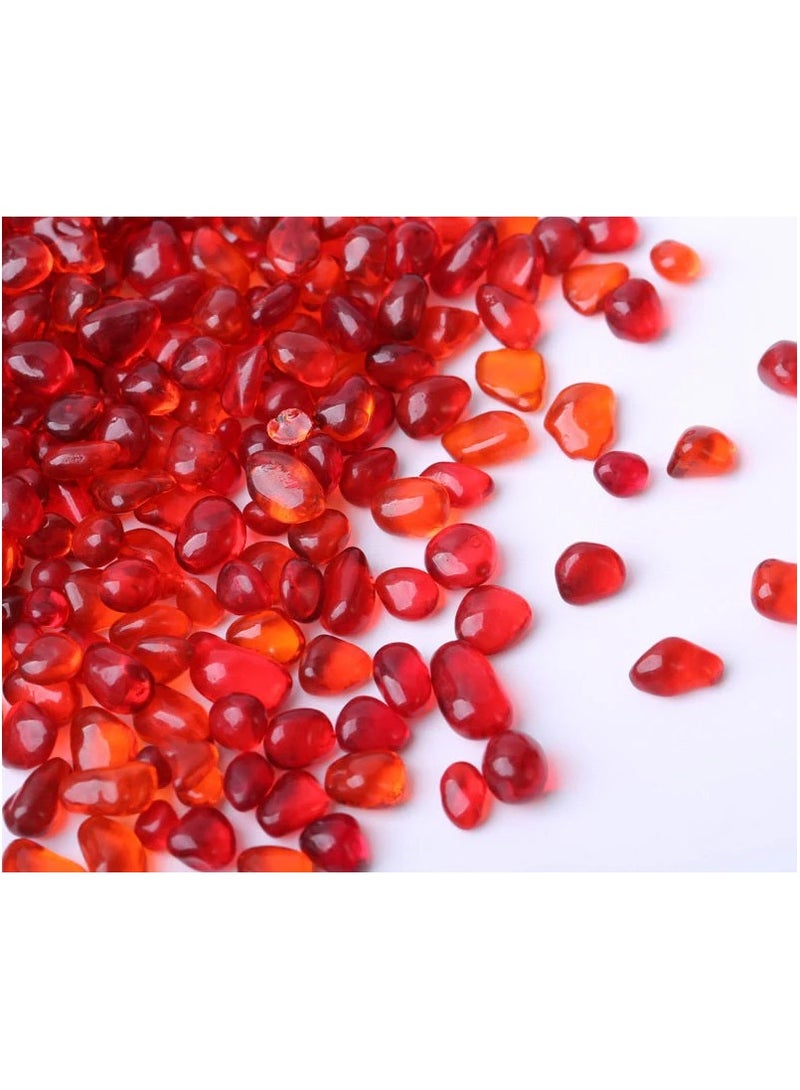 Rubik 250g Fish Tank Aquarium Decorated Glass Stone, Glass Pebbles Artificial Glaze Crystal Stone for Fish Turtle Tank Landscape Bottom & Potted Plants Decoration (Red) 