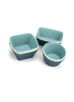 Excefore Silicone Cup cake Moulds 12Piece Reusable Cup cake Cases Non-Stick Bakeware Muffin Cases Food Grade Safety Air Fryer Liner Oven Bakeware Baking Cups Kit For DIY Baking Bread Cakes Daily Use  - Image 1