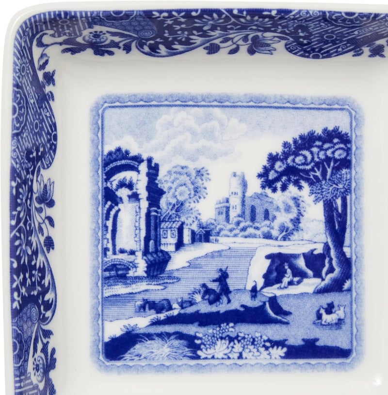 Spode أطباق سبود الأزرق الإيطالي المربعة مجموعة من 4 أطباق صغيرة لتقديم الصلصات والتوابل 3 بوصات مصنوعة من البورسلين الفاخر آمنة للاستخدام في الميكروويف وغسالة الصحون - Image 3