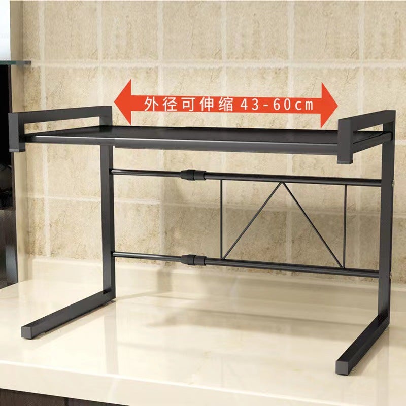 Retractable Microwave Oven Bracket Kitchen Storage Rack Oven Rack Household Electric Rice Cooker Double-Layer Storage Seasoning Rack - Image 1