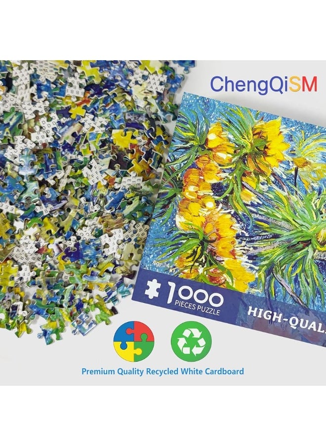 CHengQiSM - 1000 Piece Puzzle for Adults Fritillaries in a Copper Vase by Van Gogh Jigsaw Puzzles 1000 Pieces Puzzles for Adults 1000 Pieces Oil Painting Puzzle 1000 Pieces Jigsaw Puzzles 1000 Pieces for Adults - Image 1