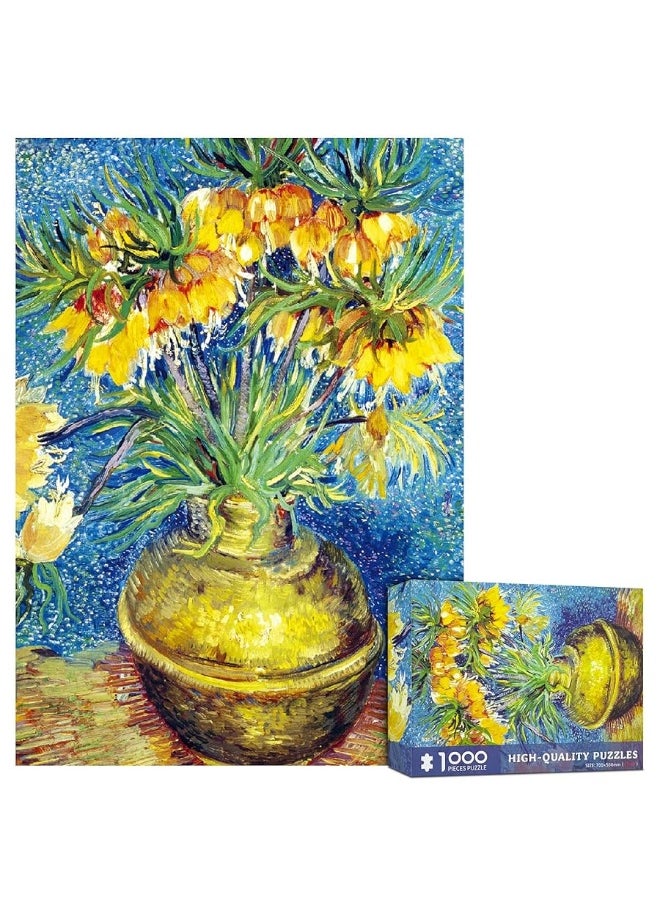 CHengQiSM - 1000 Piece Puzzle for Adults Fritillaries in a Copper Vase by Van Gogh Jigsaw Puzzles 1000 Pieces Puzzles for Adults 1000 Pieces Oil Painting Puzzle 1000 Pieces Jigsaw Puzzles 1000 Pieces for Adults - Image 1