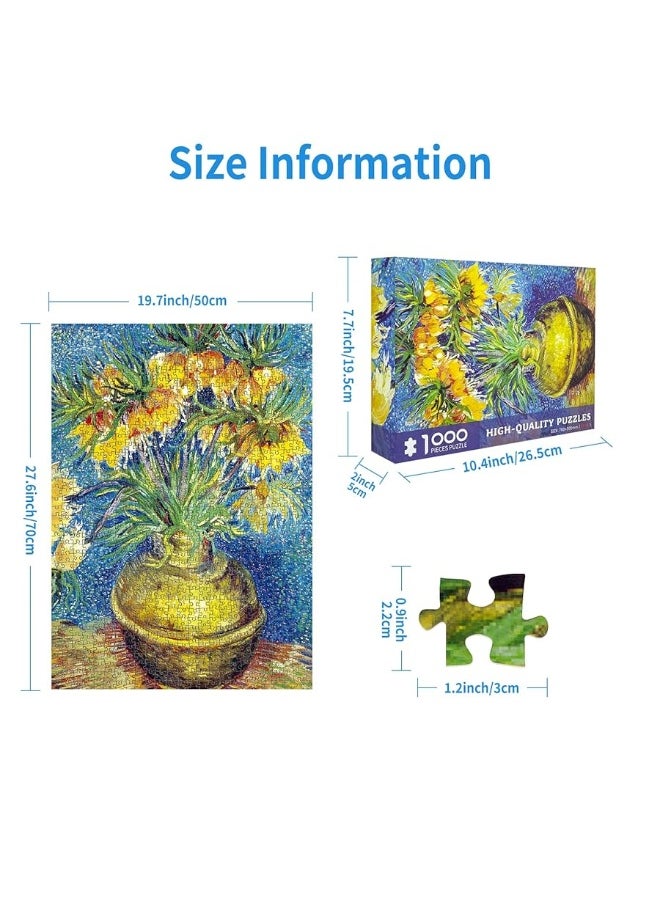 CHengQiSM - 1000 Piece Puzzle for Adults Fritillaries in a Copper Vase by Van Gogh Jigsaw Puzzles 1000 Pieces Puzzles for Adults 1000 Pieces Oil Painting Puzzle 1000 Pieces Jigsaw Puzzles 1000 Pieces for Adults - Image 1