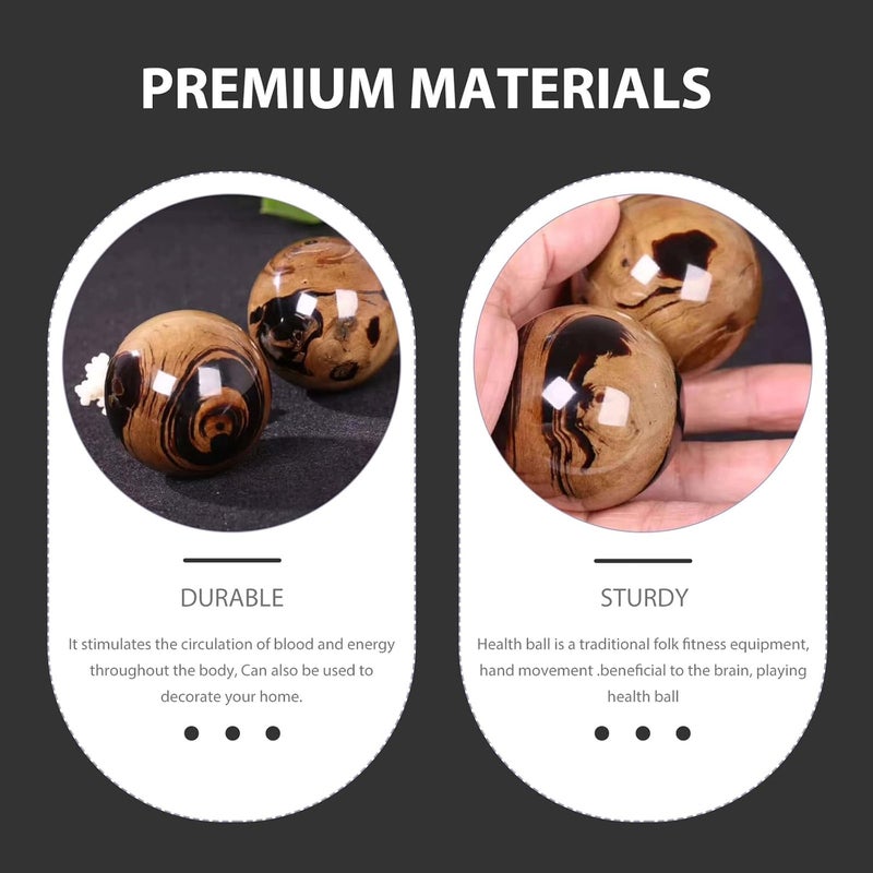 Healifty Jade Hand Massage Ball Health Exercise Ball 2 Pcs Black - Image 4