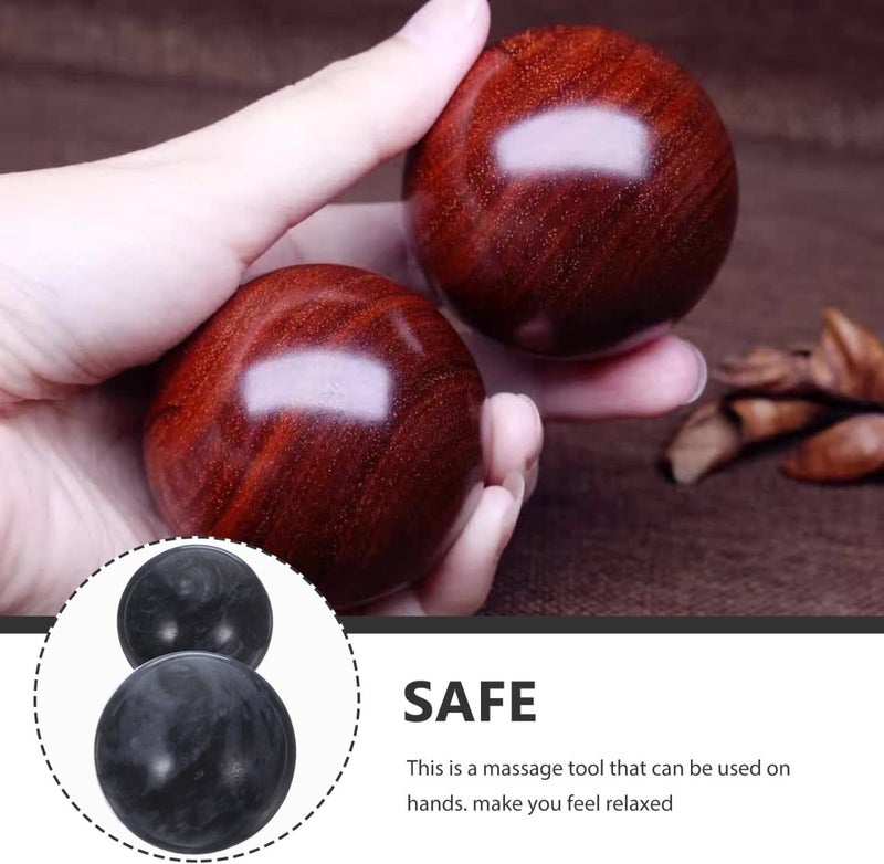 Healifty Jade Hand Massage Ball Health Exercise Ball 2 Pcs Black - Image 2